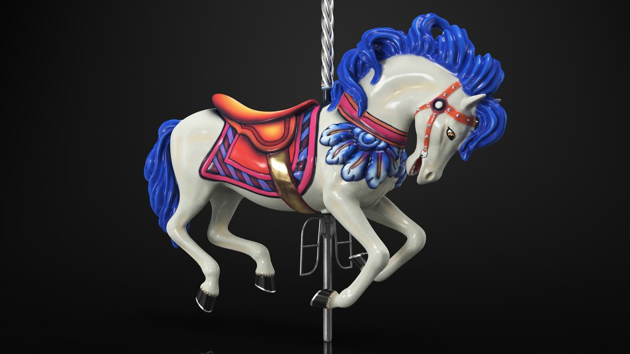 Park Carousel with Horses Rigged 3D