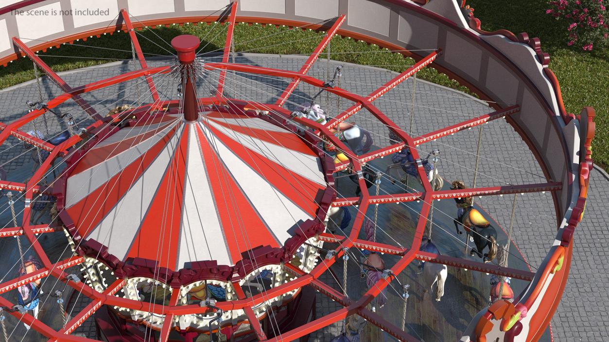 Park Carousel with Horses Rigged 3D