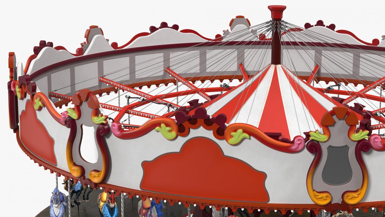 Park Carousel with Horses Rigged 3D