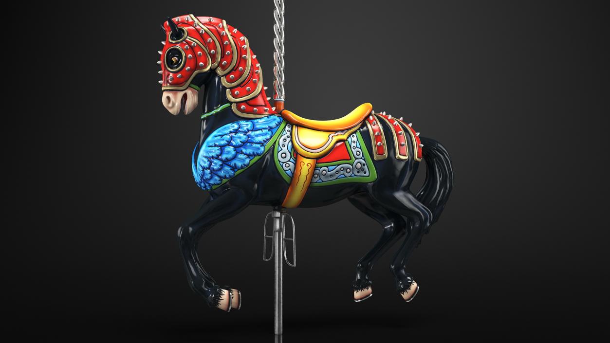 Park Carousel with Horses Rigged 3D