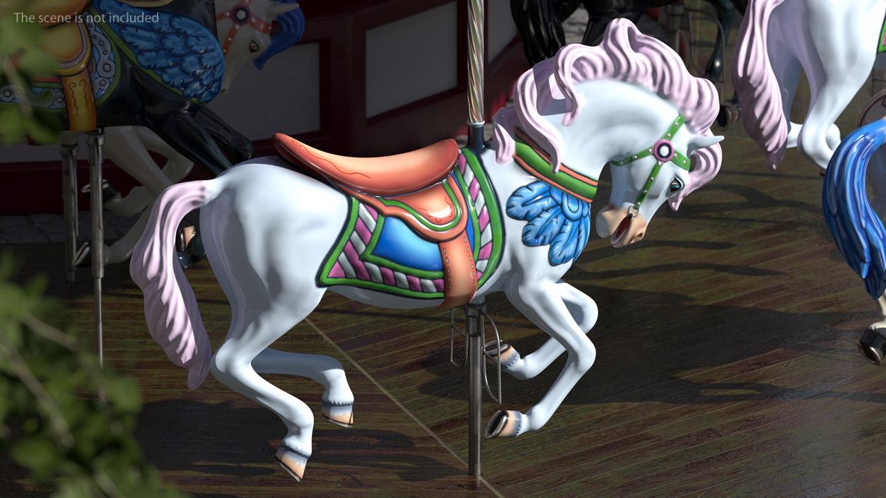 Park Carousel with Horses Rigged 3D