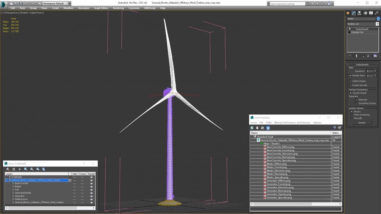 3D General Electric Haliade-X Offshore Wind Turbine model