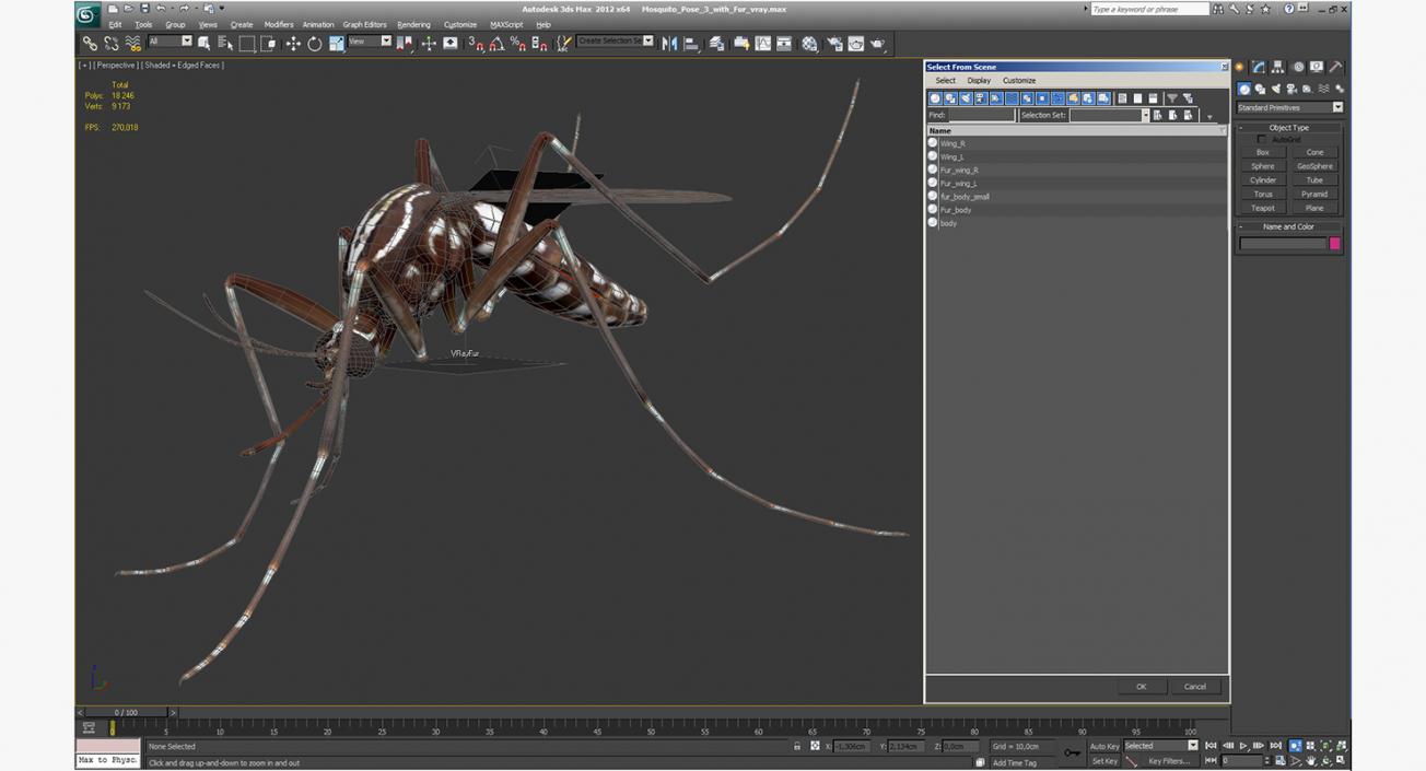 Mosquito Pose 3 with Fur 3D model