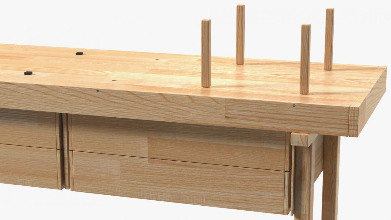 3D Hardwood Carpenter Workbench model