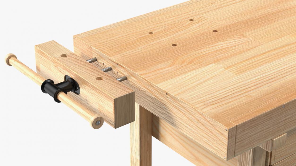 3D Hardwood Carpenter Workbench model