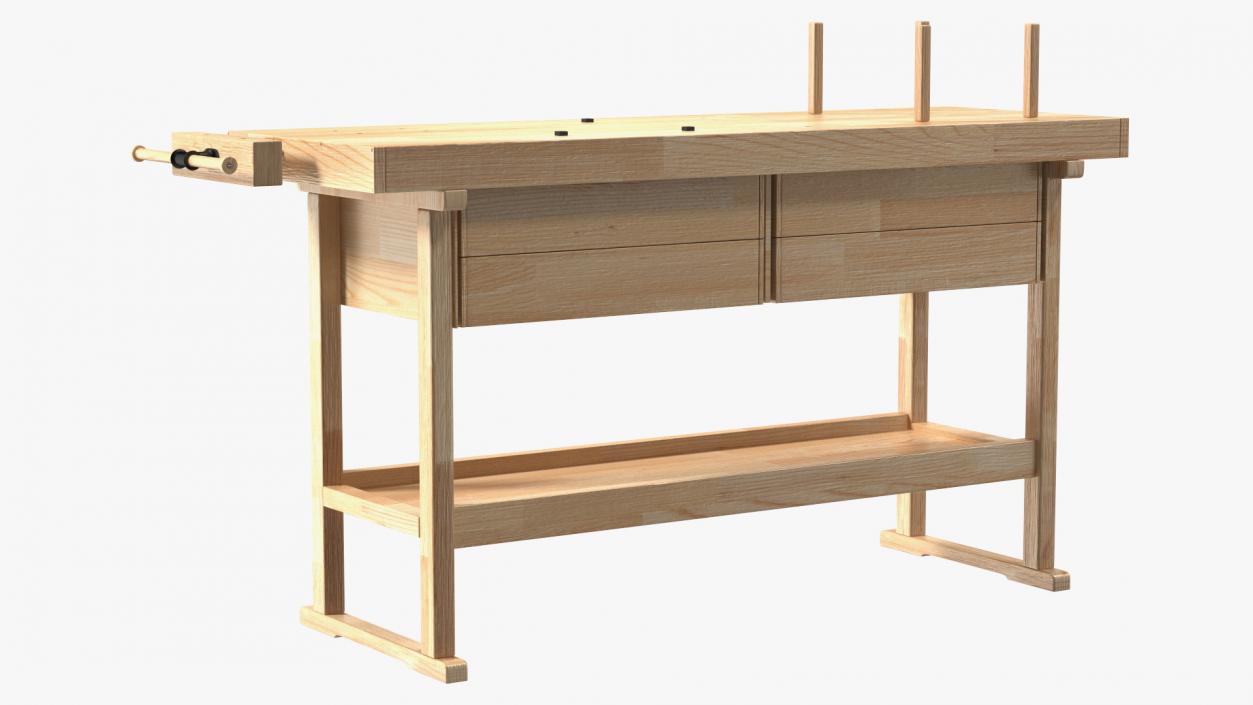 3D Hardwood Carpenter Workbench model