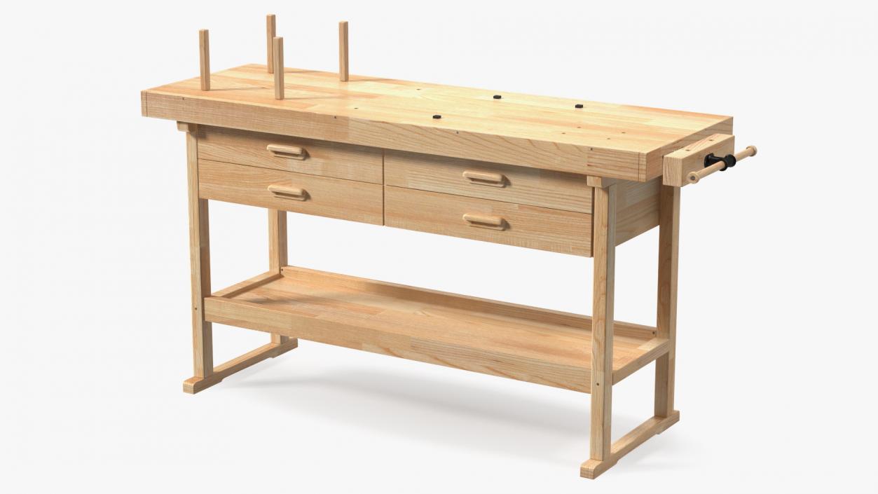 3D Hardwood Carpenter Workbench model