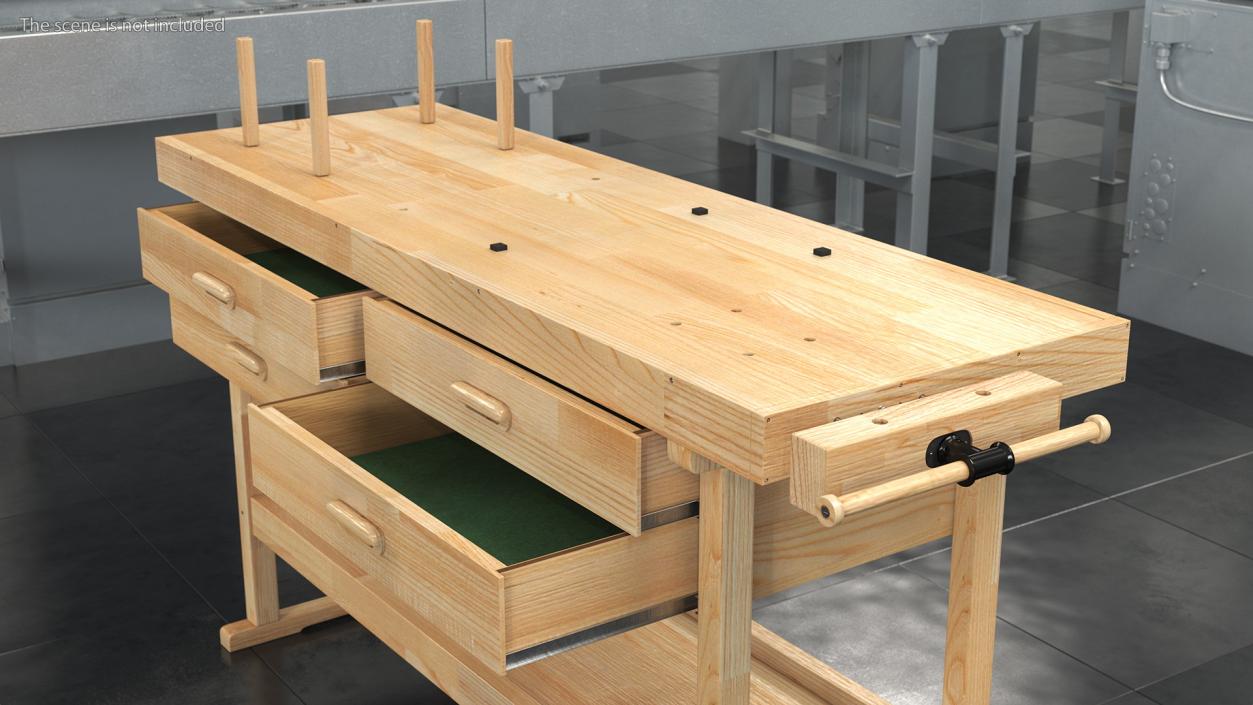 3D Hardwood Carpenter Workbench model