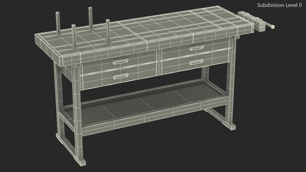 3D Hardwood Carpenter Workbench model