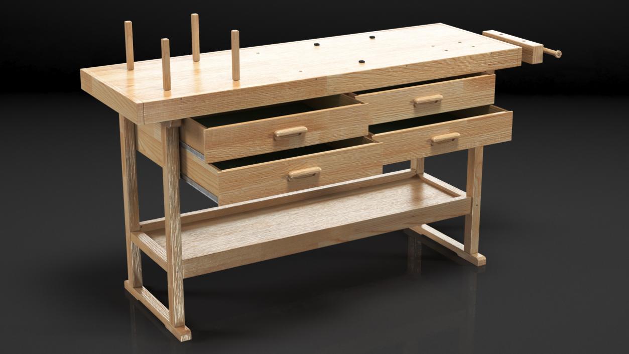 3D Hardwood Carpenter Workbench model