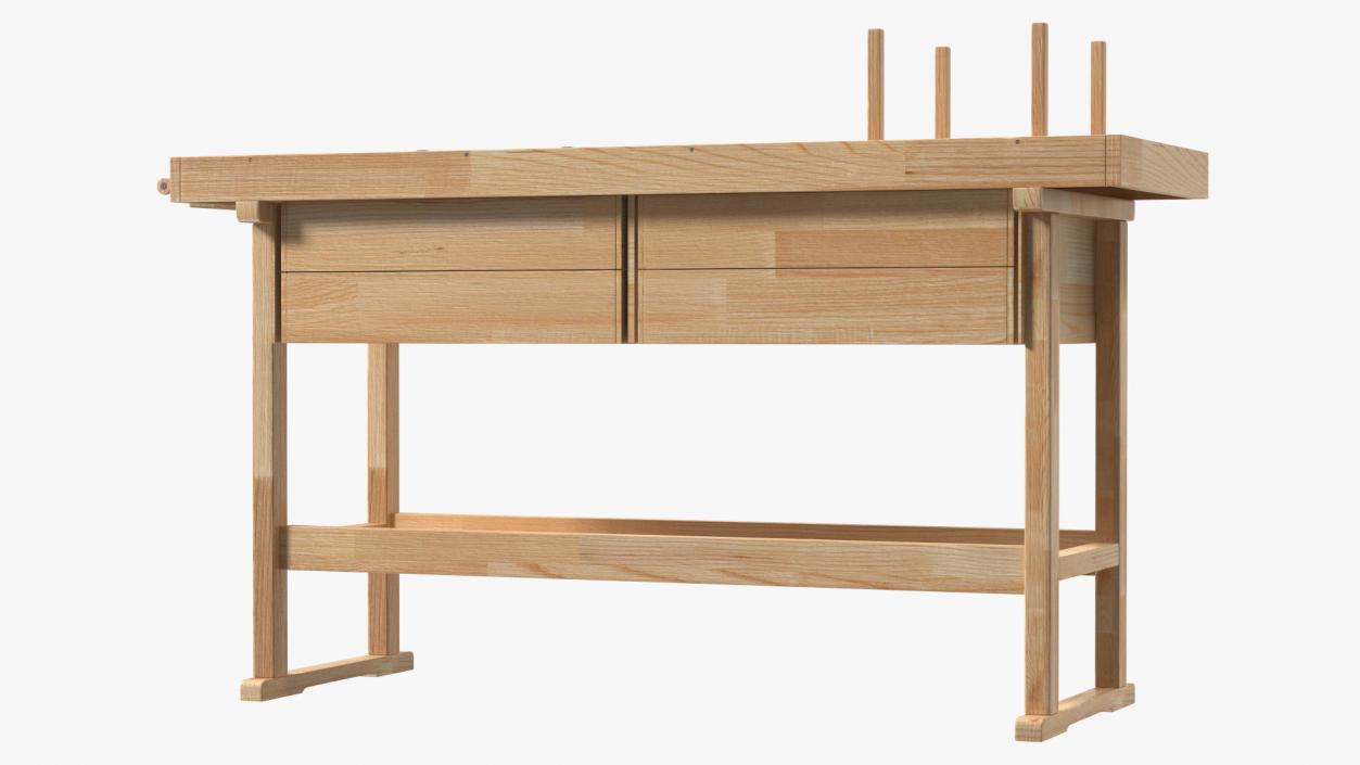 3D Hardwood Carpenter Workbench model