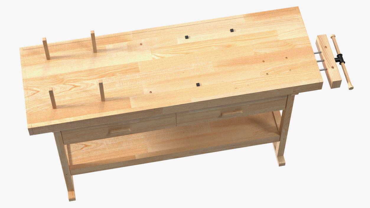 3D Hardwood Carpenter Workbench model