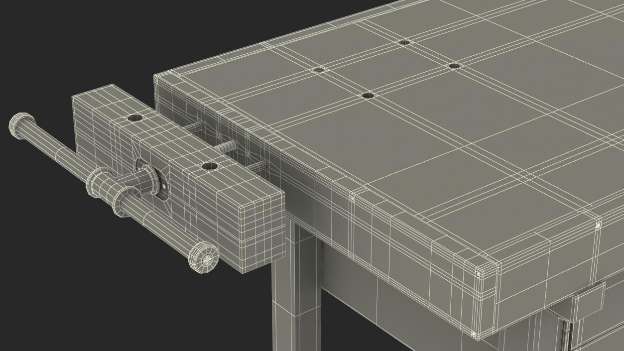 3D Hardwood Carpenter Workbench model