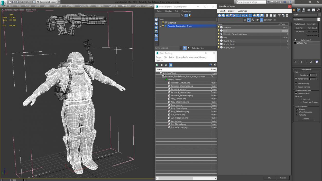 3D Futuristic Exoskeleton Armor model