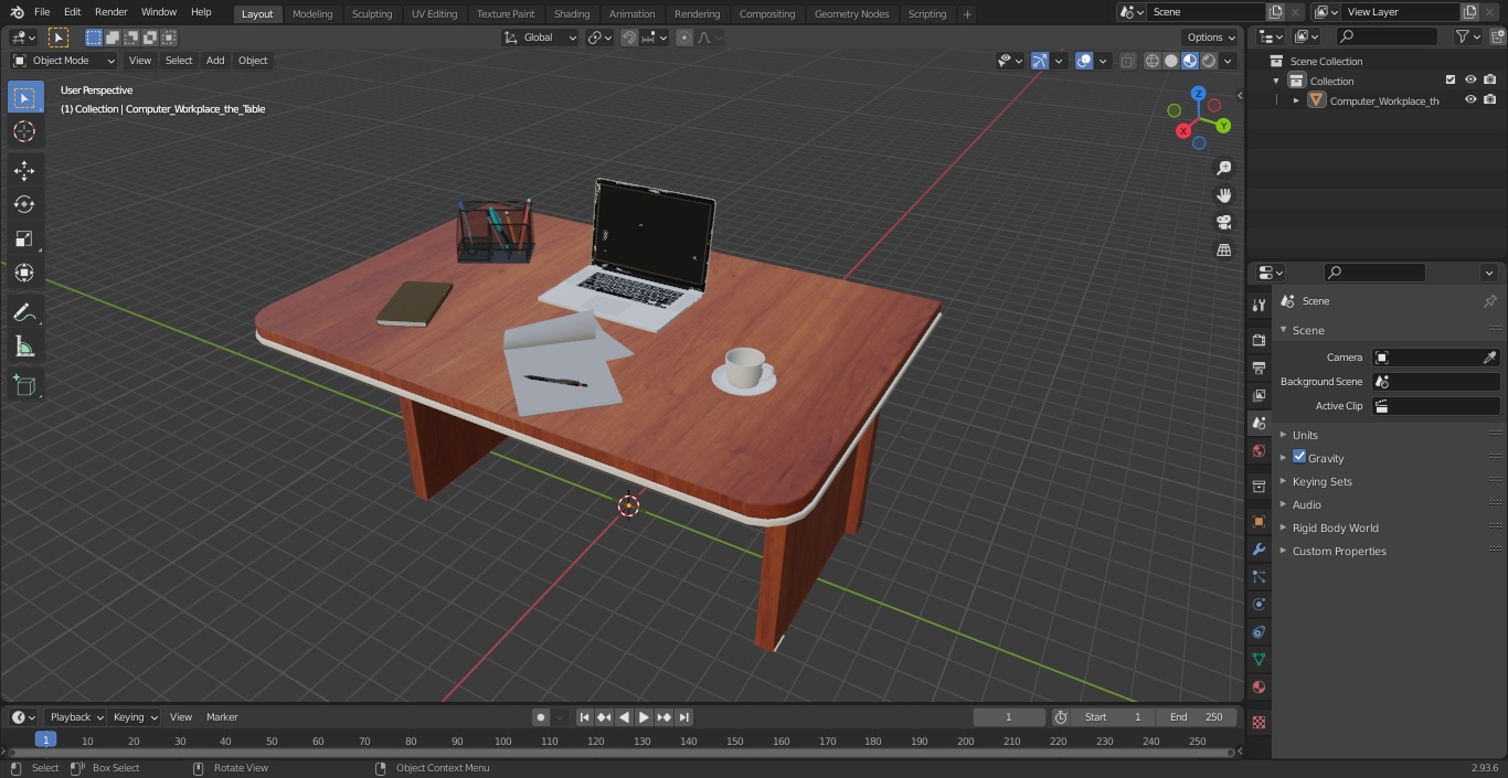 3D Computer Workplace the Table model