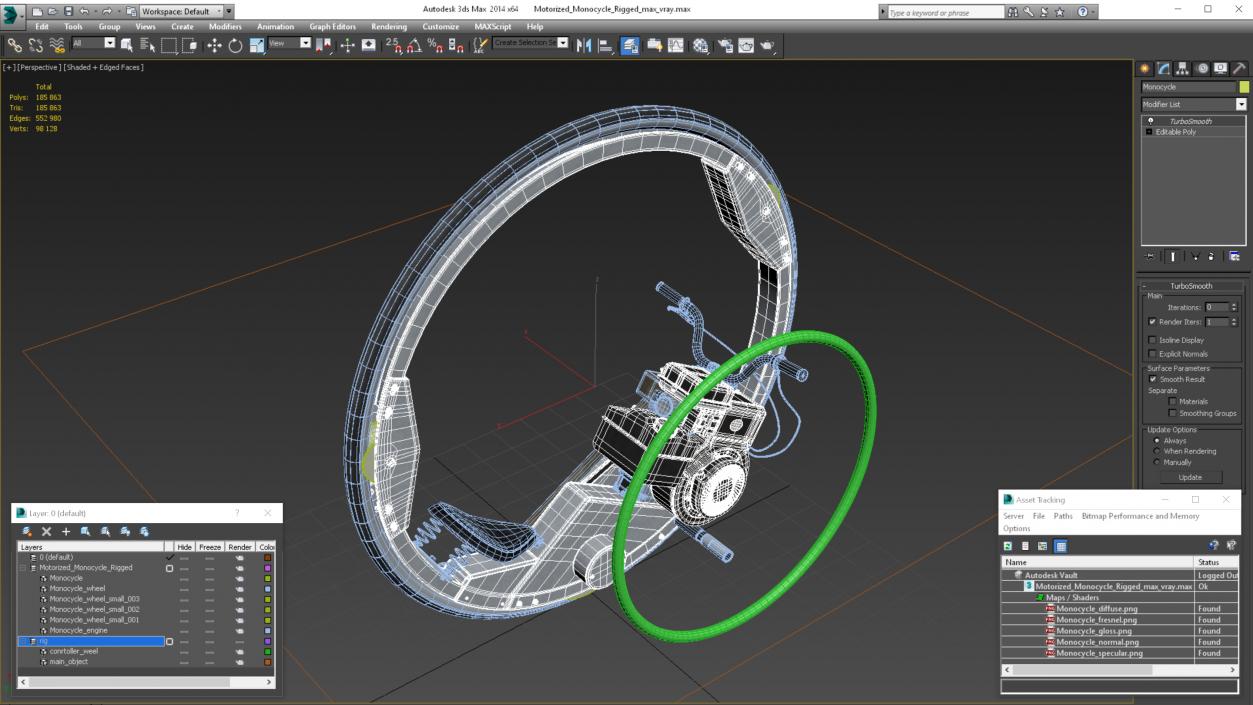 3D Motorized Monocycle Rigged