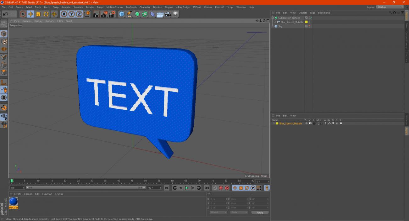 3D Blue Speech Bubble model