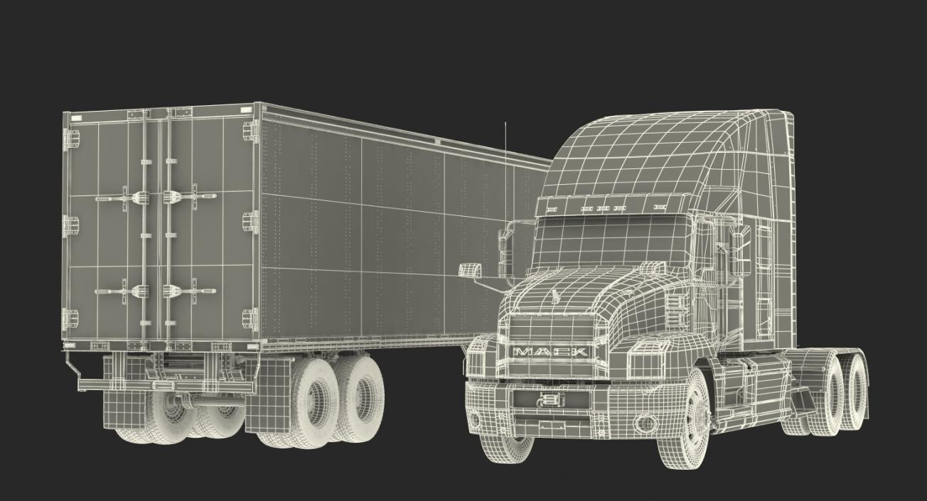 Mack Anthem Truck with Trailer 2018 Rigged 3D