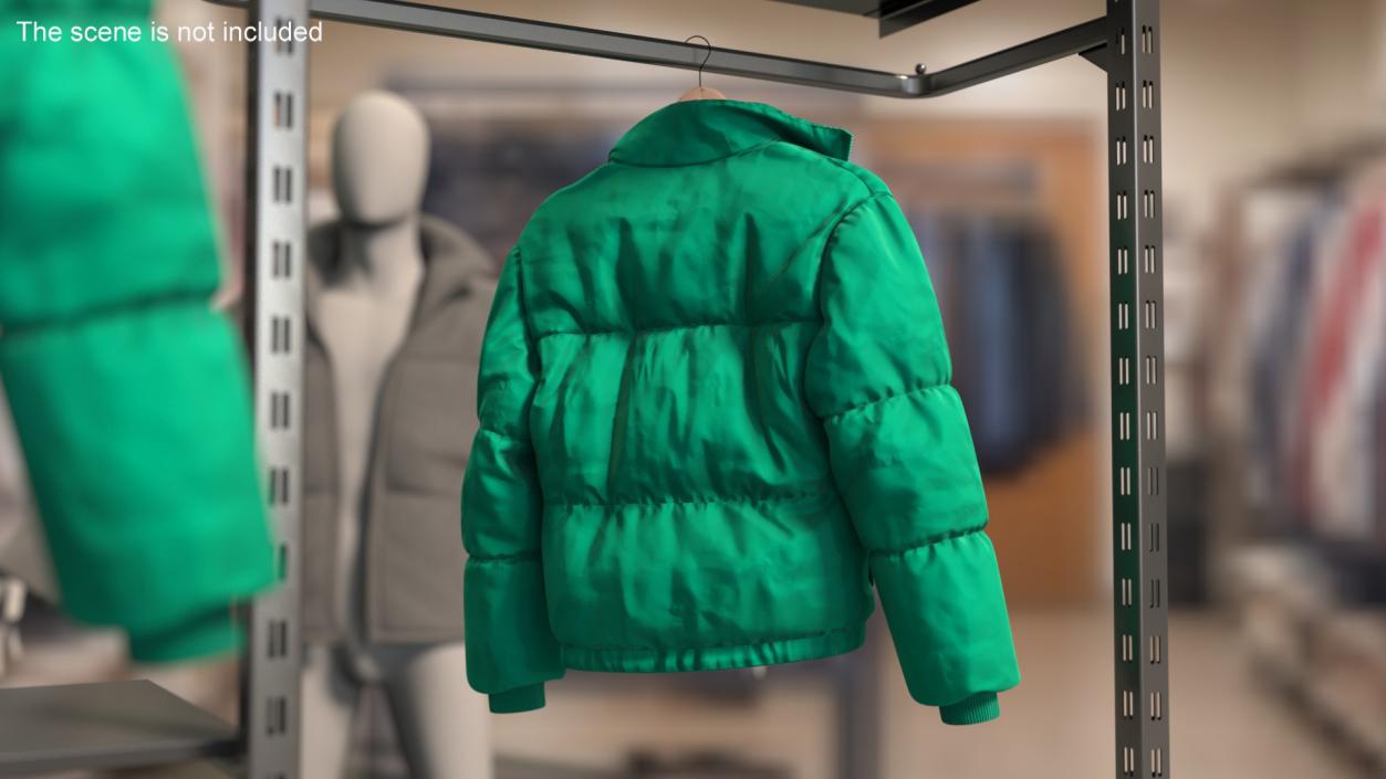 3D Oversize Puffer Mens Jacket Green model