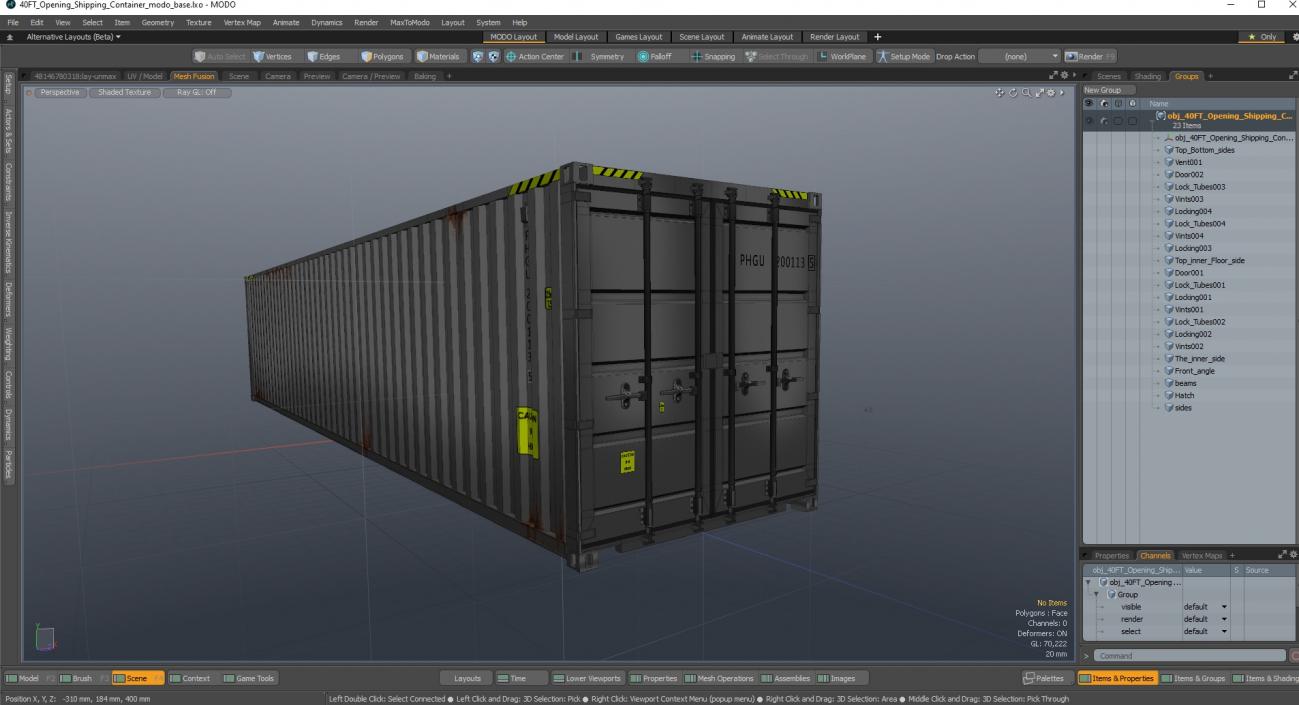 3D 40FT Opening Shipping Container