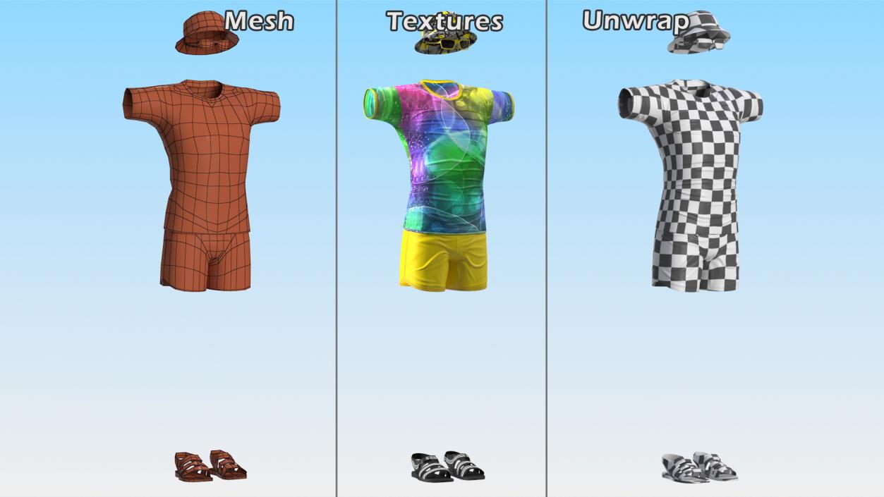 3D Beach Style Clothes Set model