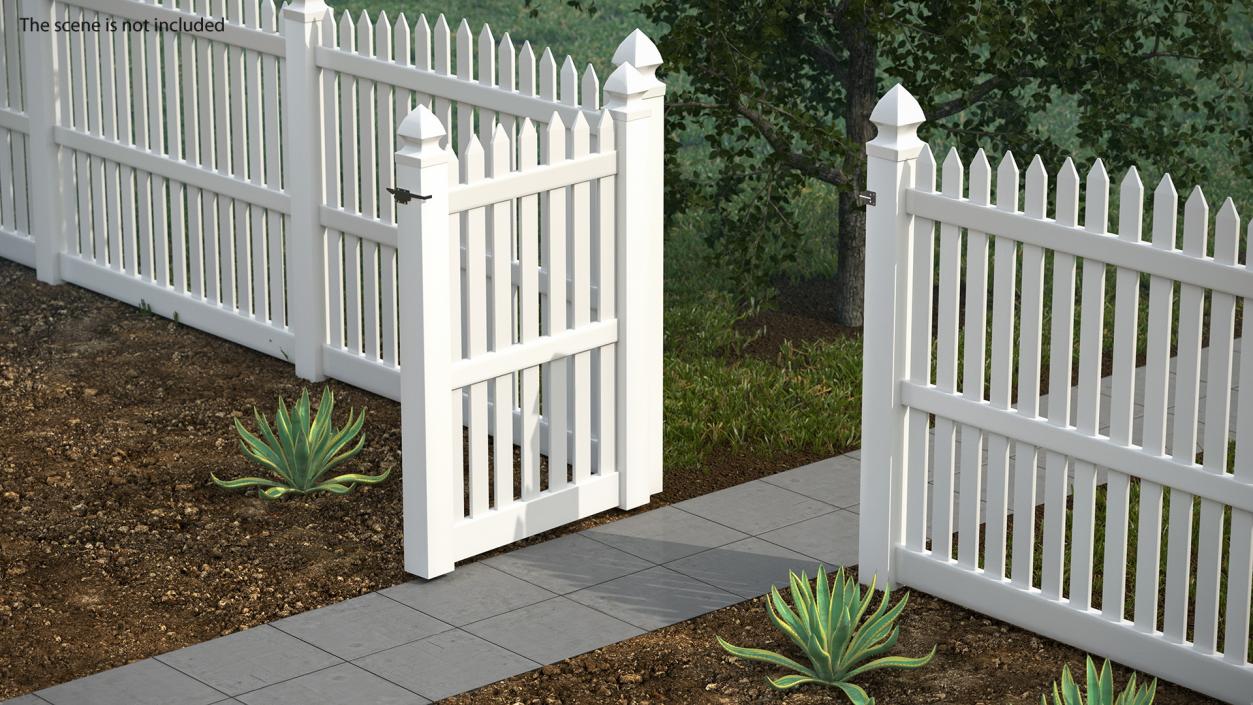 3D White Fencing Palisade Pointed Pales