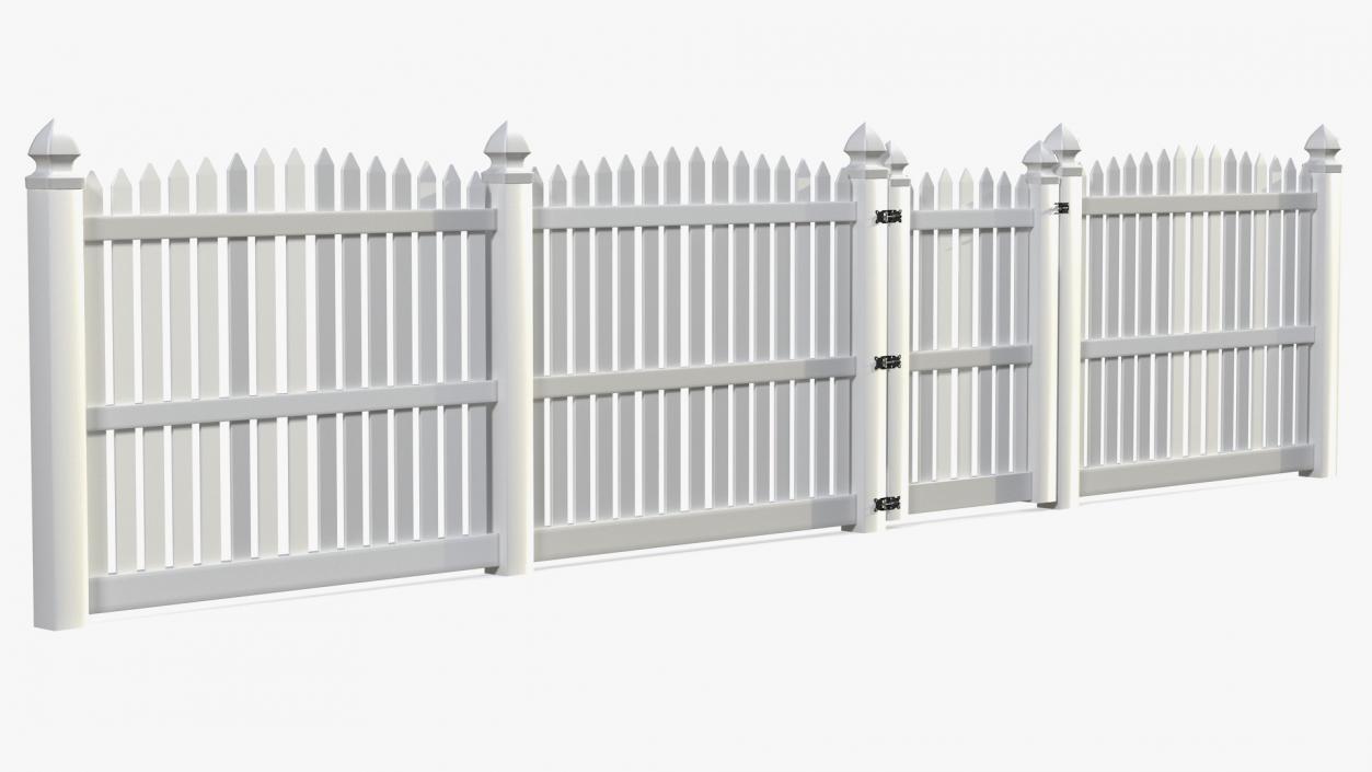 3D White Fencing Palisade Pointed Pales