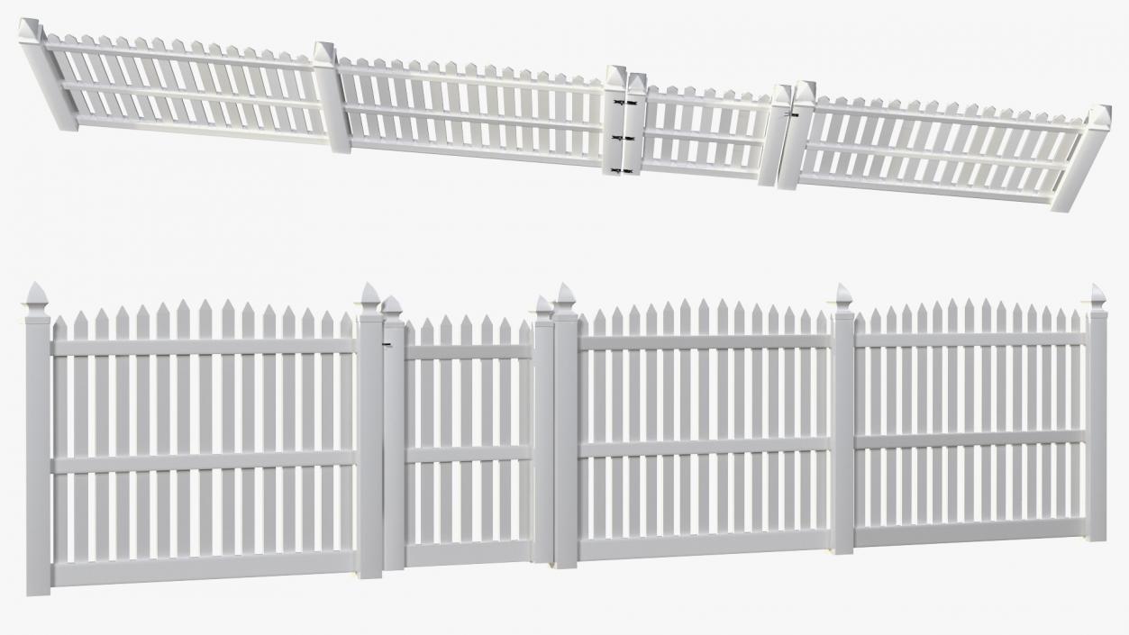 3D White Fencing Palisade Pointed Pales