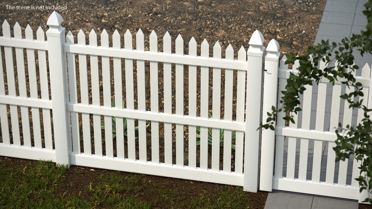 3D White Fencing Palisade Pointed Pales