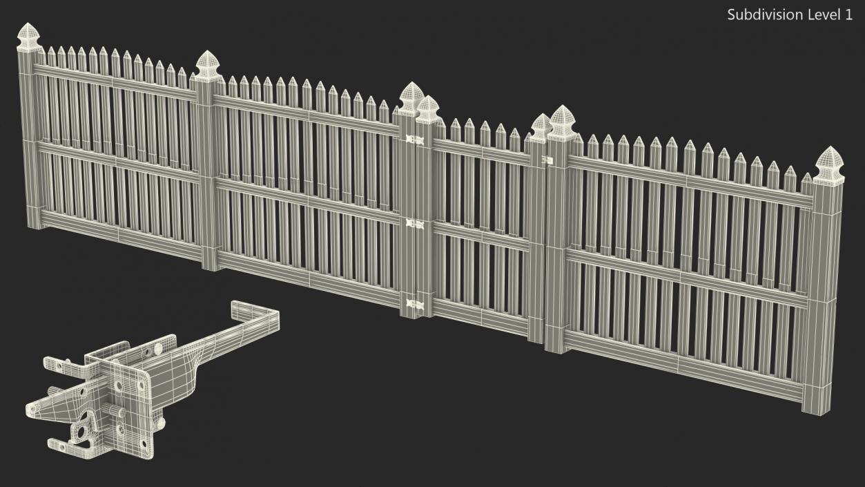 3D White Fencing Palisade Pointed Pales