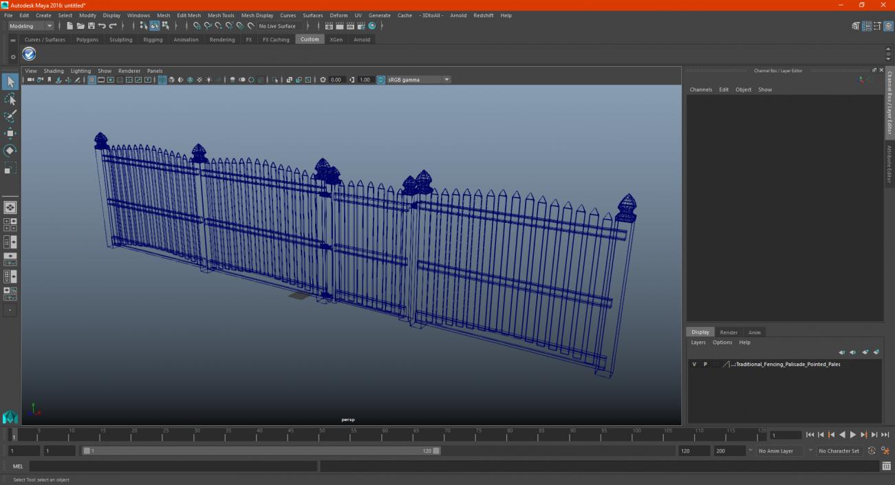 3D White Fencing Palisade Pointed Pales