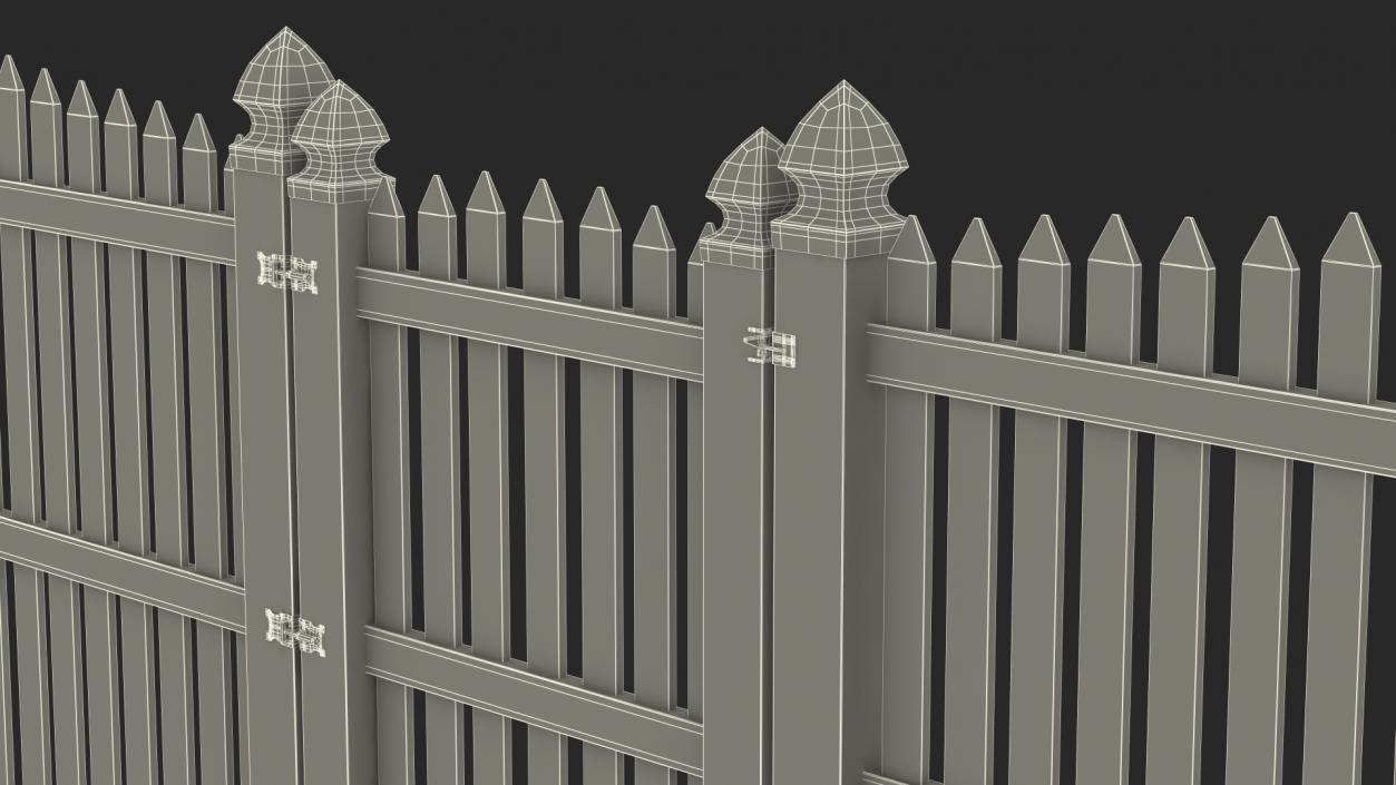 3D White Fencing Palisade Pointed Pales