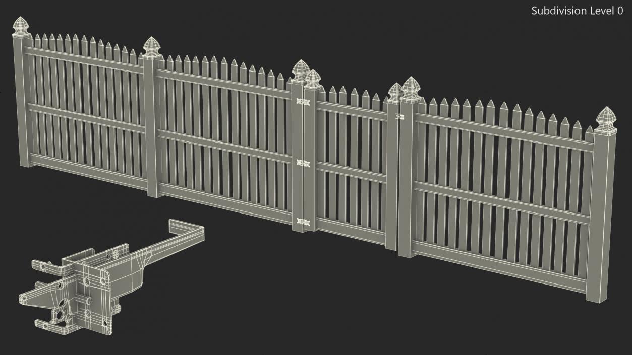 3D White Fencing Palisade Pointed Pales