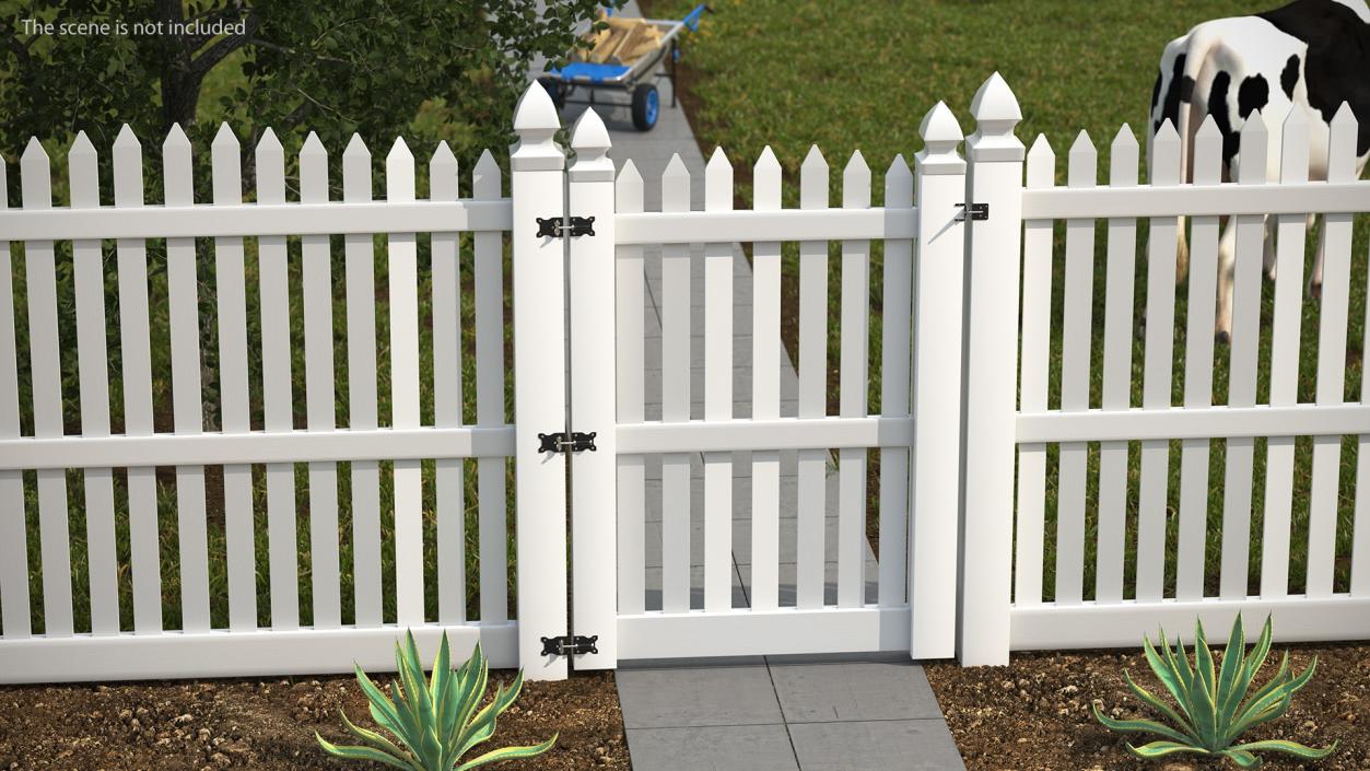 3D White Fencing Palisade Pointed Pales