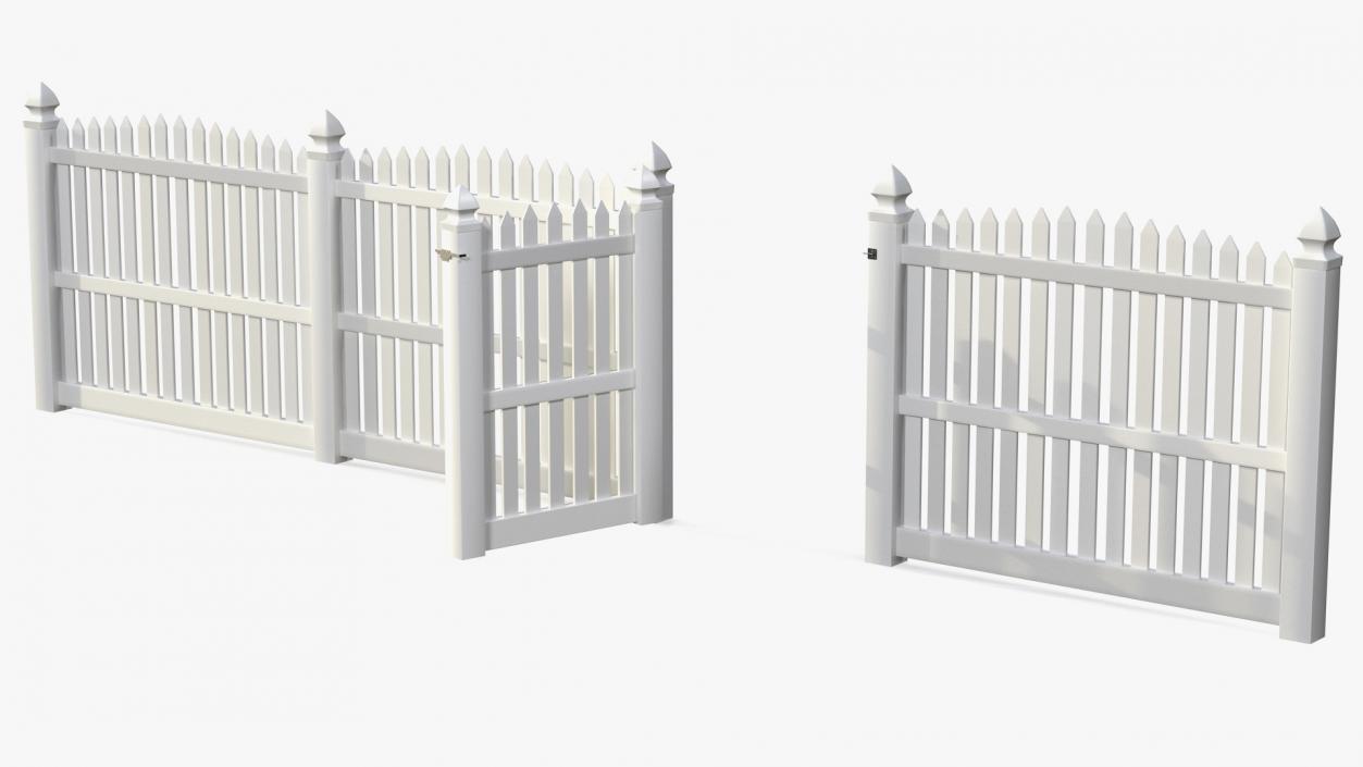 3D White Fencing Palisade Pointed Pales