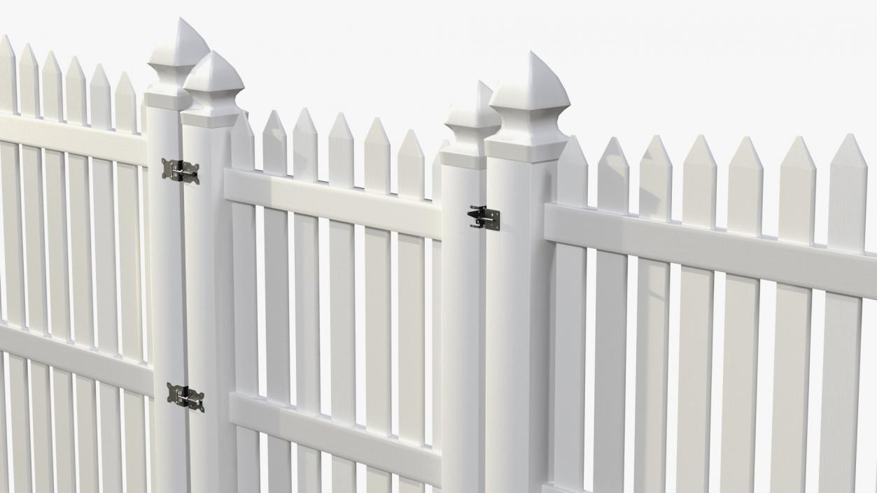 3D White Fencing Palisade Pointed Pales