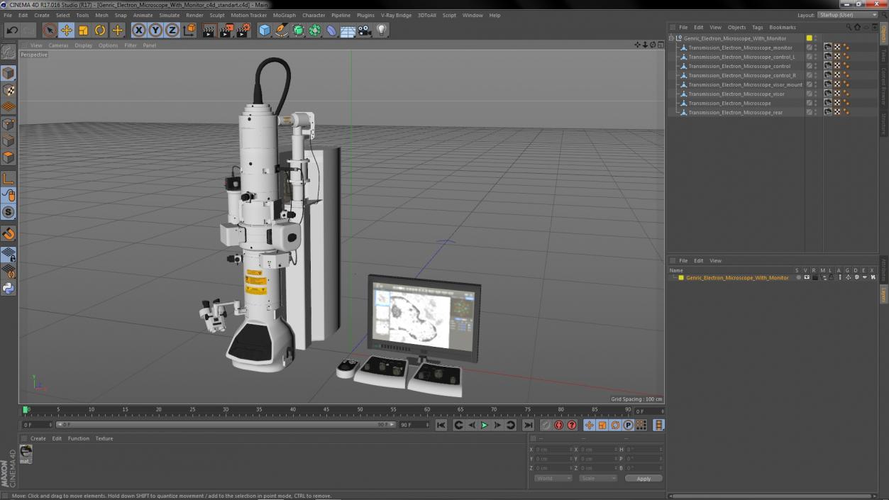 3D model Generic Electron Microscope With Monitor