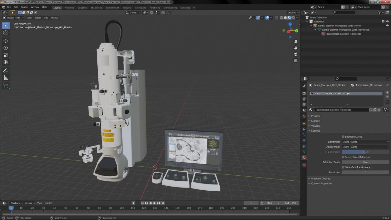 3D model Generic Electron Microscope With Monitor