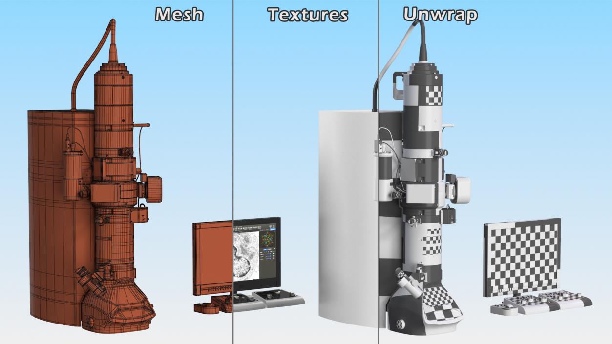 3D model Generic Electron Microscope With Monitor