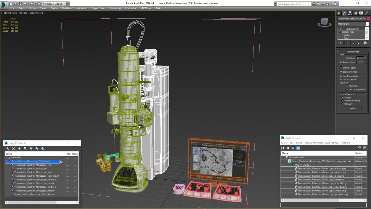 3D model Generic Electron Microscope With Monitor