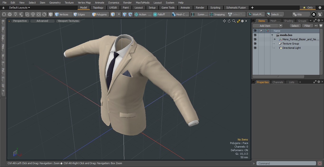 3D model Mens Formal Blazer and Necktie