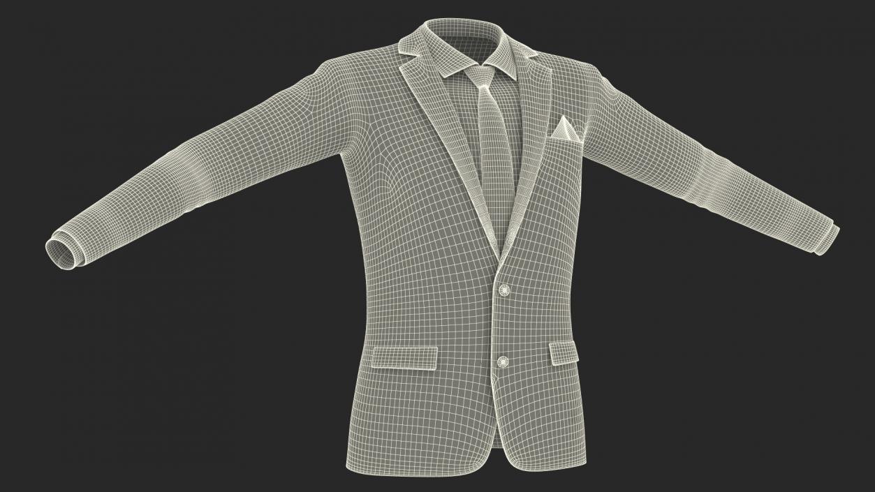 3D model Mens Formal Blazer and Necktie