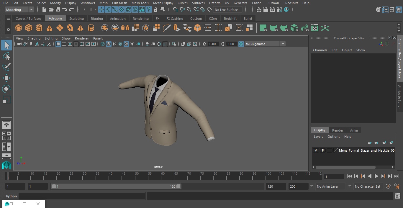 3D model Mens Formal Blazer and Necktie