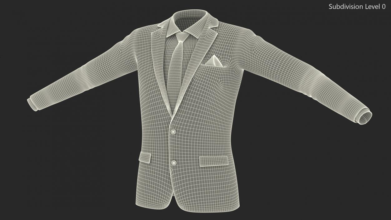 3D model Mens Formal Blazer and Necktie