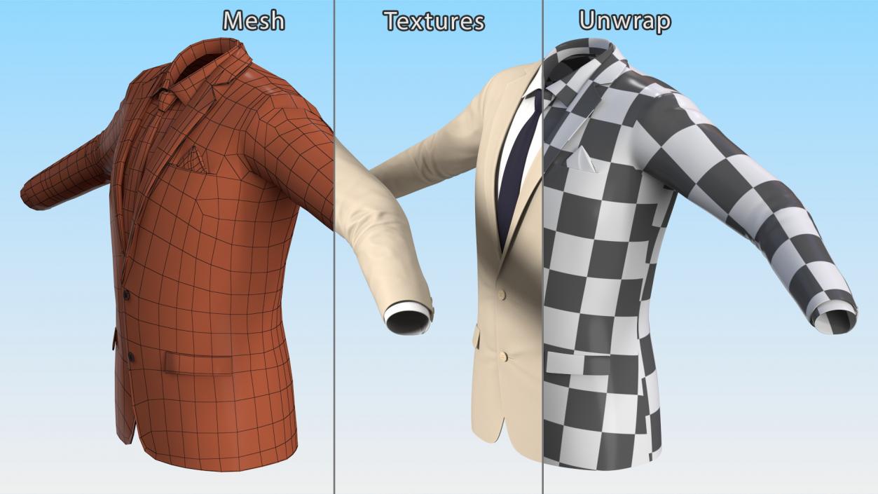 3D model Mens Formal Blazer and Necktie