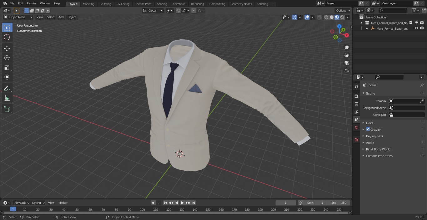 3D model Mens Formal Blazer and Necktie