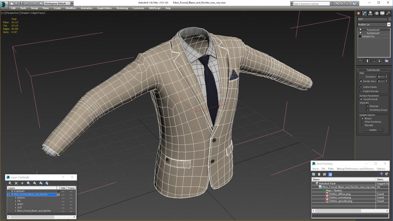 3D model Mens Formal Blazer and Necktie