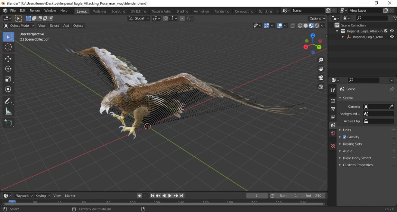 Imperial Eagle Attacking Pose 3D model