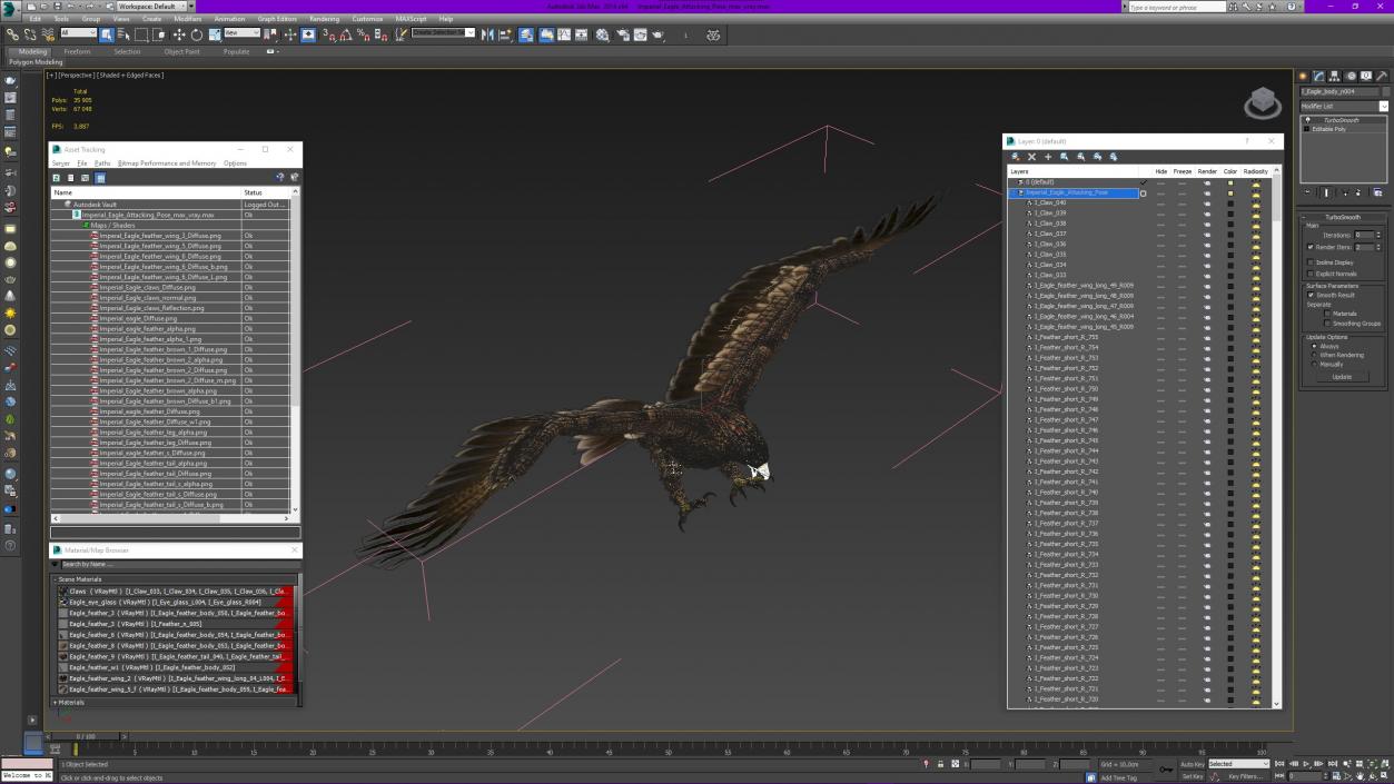 Imperial Eagle Attacking Pose 3D model