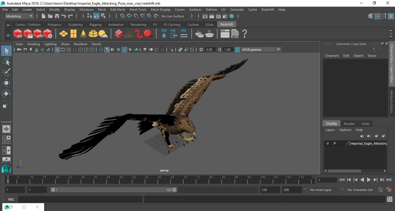 Imperial Eagle Attacking Pose 3D model